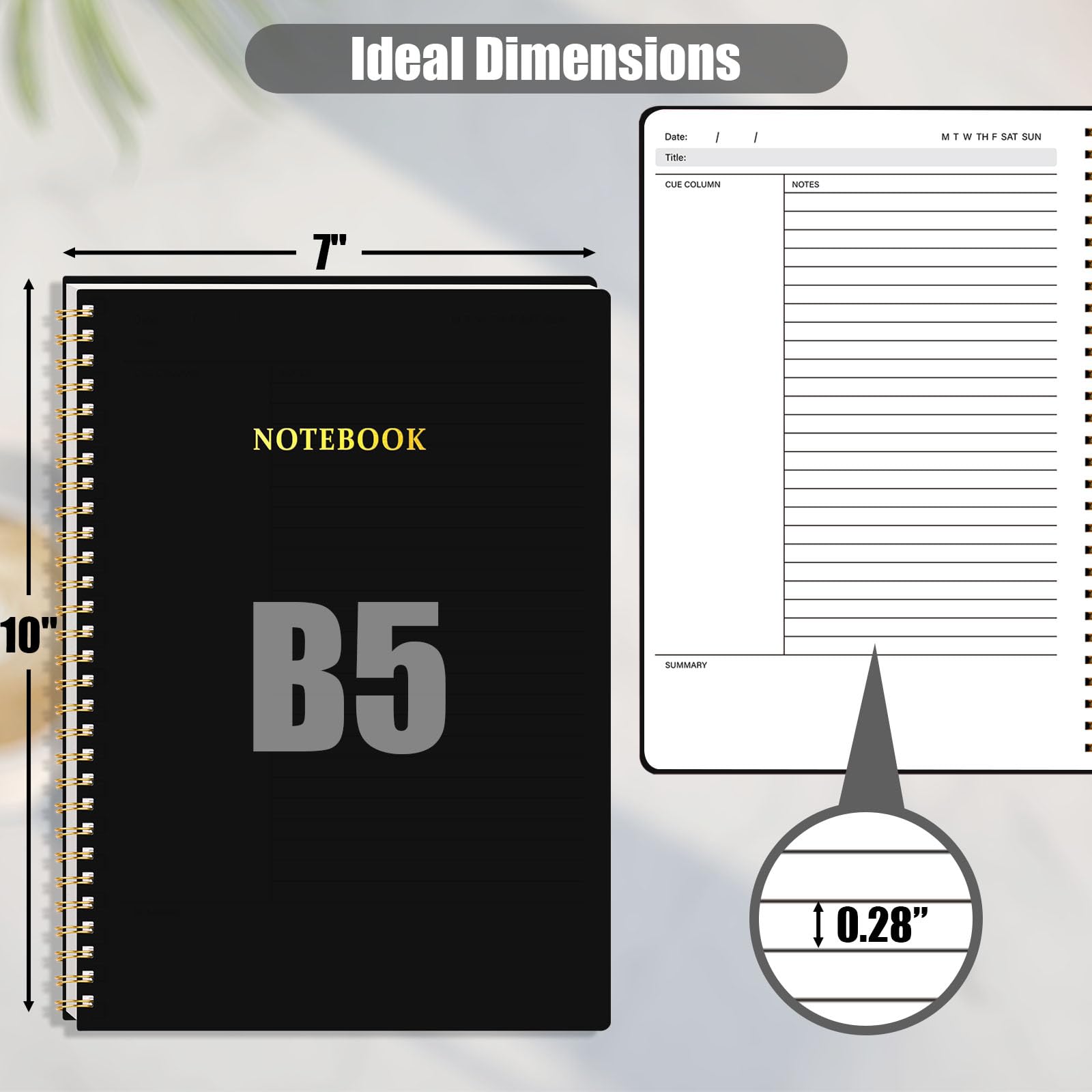 Snapklik.com : Cornell Notes Notebook, College Ruled Spiral Notebook B5 ...