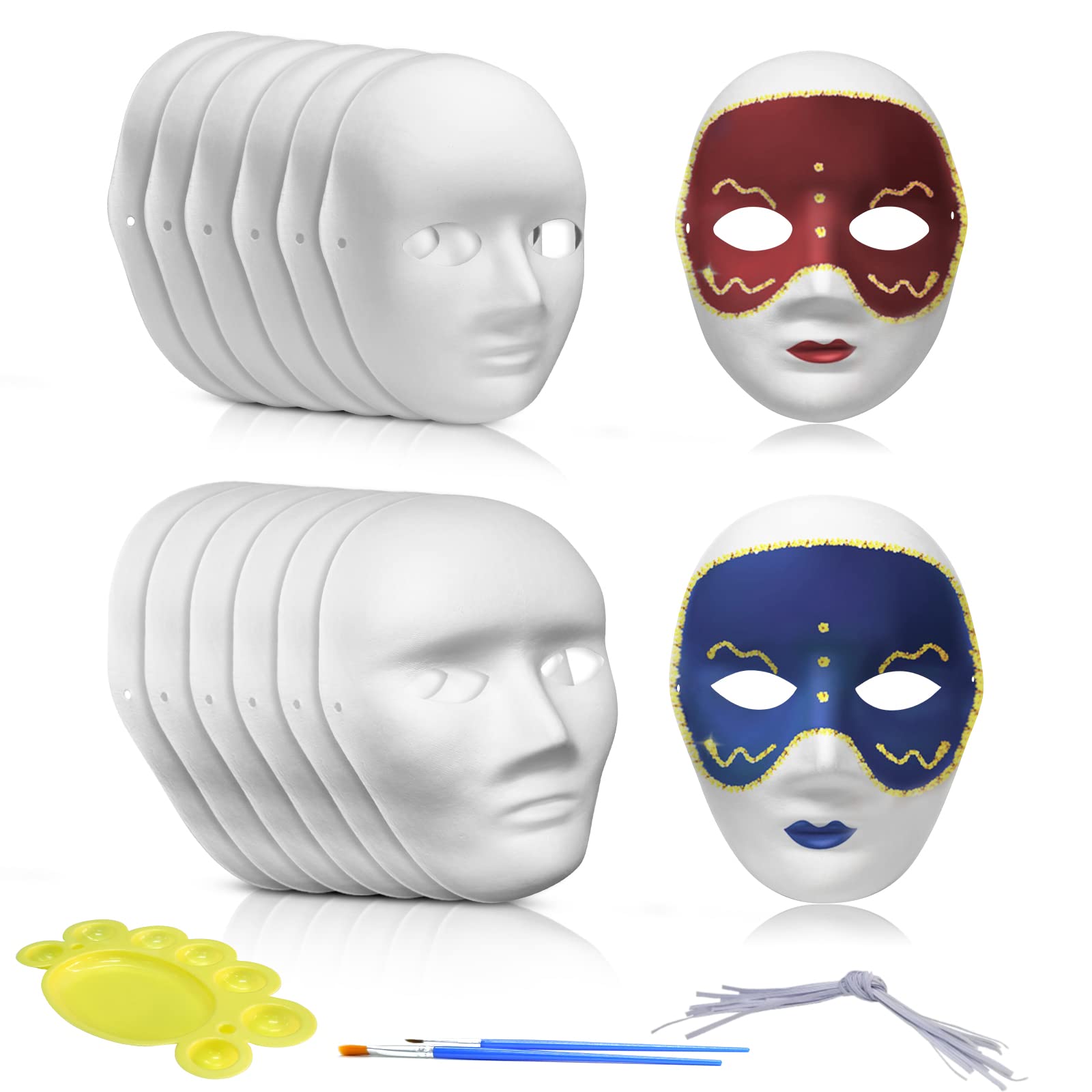 Masques blancs en papier non peints pour projets DIY de mascarade - 8