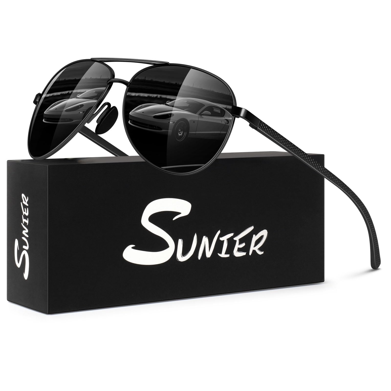 Sunier Gafas de Sol Hombre Polarizadas,Clásicas Retro Vintage Aviador Piloto Gafas de Sol Conducir,100% Protección UV