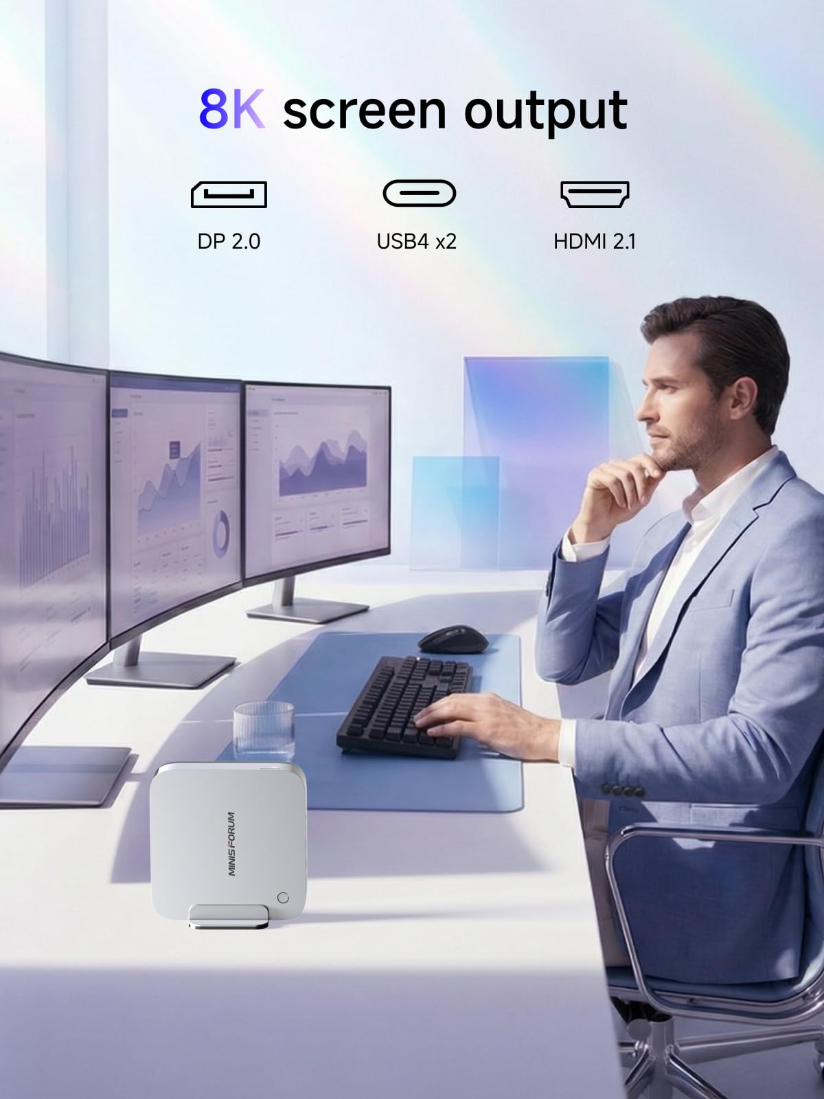 MINIS FORUM AI X1 Pro Mini-PC Barebone, AMD Ryzen AI 9 HX 470 (12C/24T, bis zu 5,2 GHz), Radeon 890M, 4K Quad Display, Dual 2,5G LAN, Wi-Fi 7, Bluetooth 5.4, USB4, OCuLink, ohne RAM/SSD