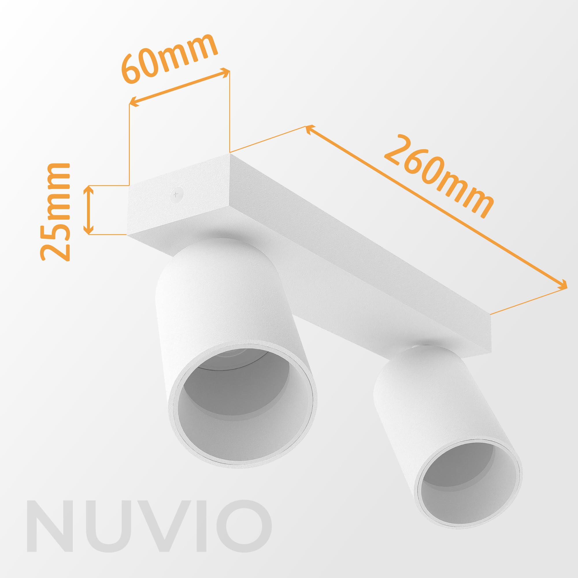 SSC-LUXon NUVIO Deckenstrahler 2-flammig weiß Smart GU10 LED WLAN RGBW App | Zweiflammiger Spotbalken weiß - per App & Alexa steuerbar, RGB-Farblicht, Köpfe schwenkbar für Wohnzimmer & Küche, ohne Hub