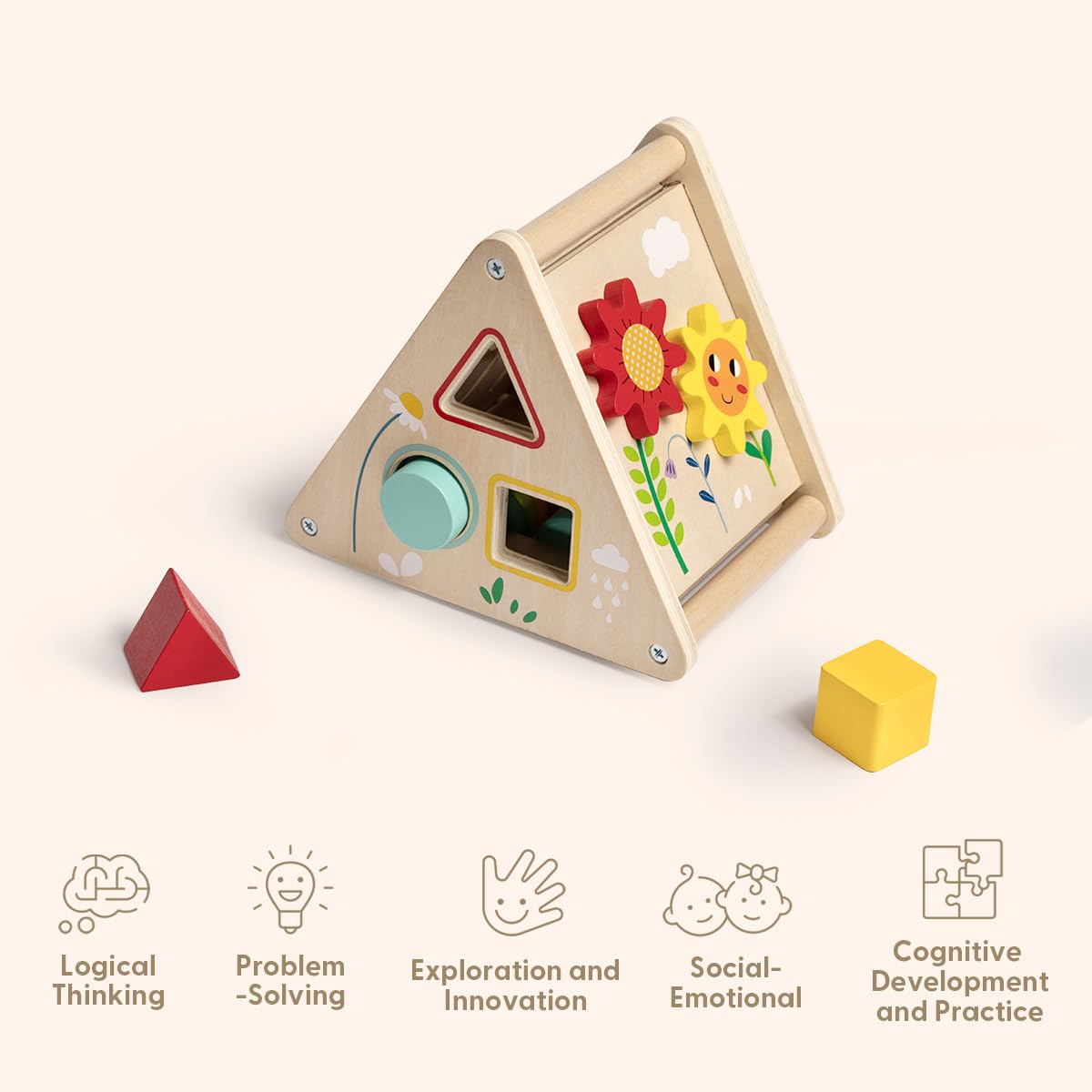 OOOK Zestaw zabawek edukacyjnych 6 w 1 dla małych dzieci w wieku 19-24 miesięcy, pudełko edukacyjne Montessori z puzzlami, sznurowanymi koralikami i zabawkami do ciągnięcia