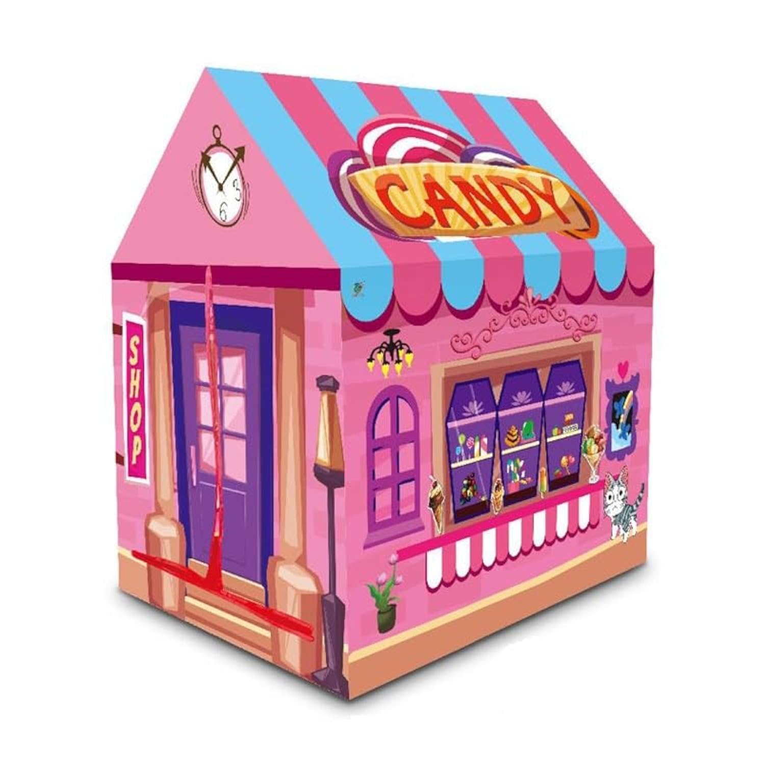 TAPIT Play Tent for Kids Zoo/Candy Shop Themed Pretend Playhouse Indoor Playrooms Games Party Children Pop Up Foldable Tent Birthday Gift Toys for Boys and Girls (A02-Candy Shop)