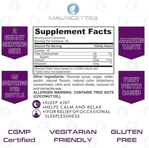Miniatura 5 de Mauricettes Paquete de gomitas masticables de vitamina D3 con K2 y melatonina, paquete de apoyo inmunológico y para dormir para niños y adultos