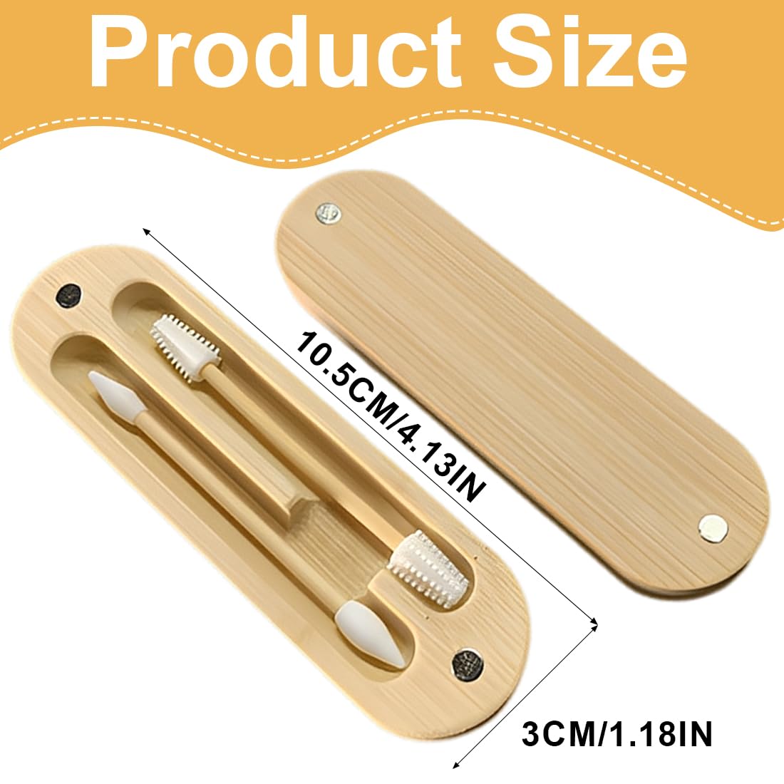 Set di 2 Cotton Fioc Riutilizzabili in Bambù e Silicone con Punta a Spirale per Trucco e Pulizia Orecchie con Custodia Magnetica da Viaggio