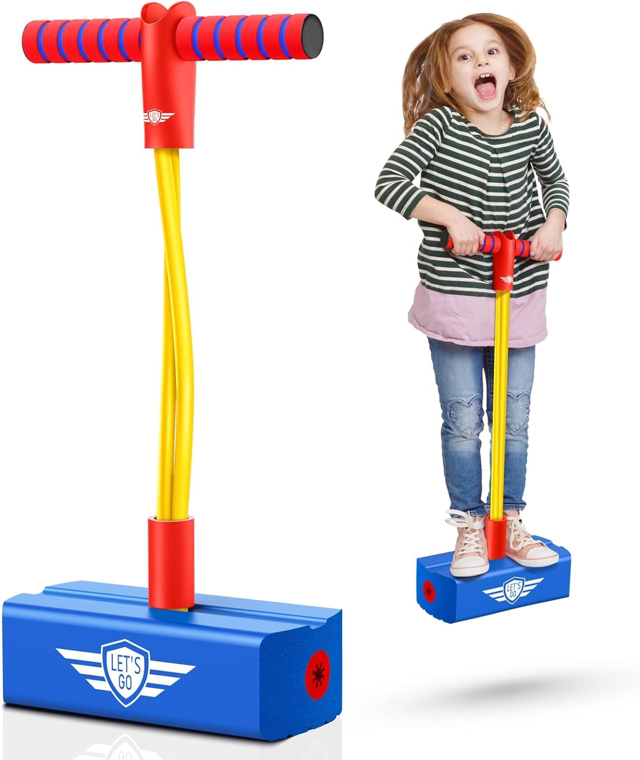 DecoDen Jumper with Handle | Pogo Jumper Pogo Stick for Indoor and Outdoor Use up to 250 lbs | Safe High Jump Toy Sports Game for Kids, Boys, Girls, Adults, Kids (B0DBPS33HV) Amazon Price History, Amazon Price Tracker