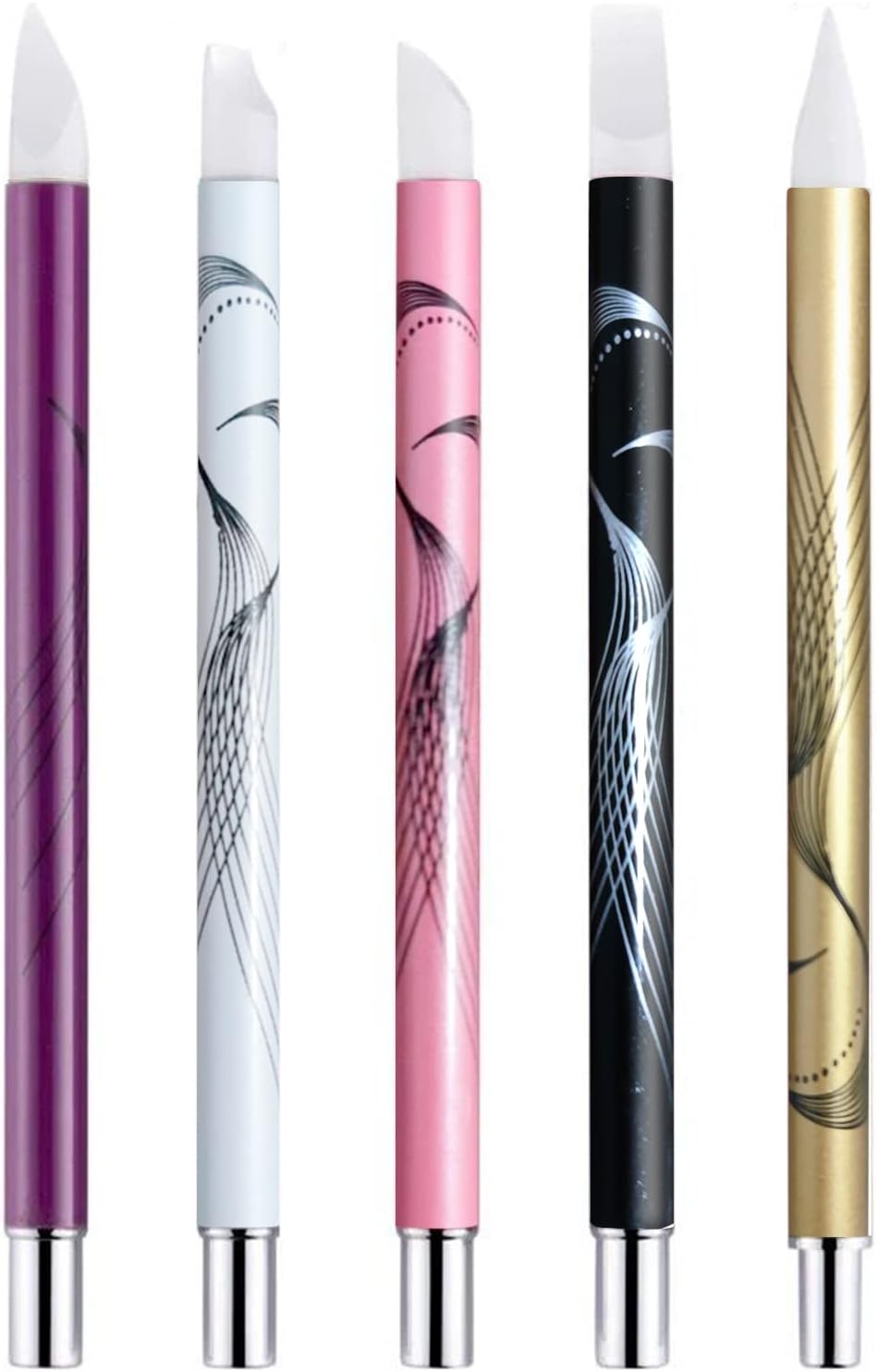 5 Piezas Silicone Sculpture Pen,Uñas de Silicona Cepillos,Silicone Nail Sculpture Pen,Pinceles de Silicona de Cabeza Nail,Herramientas de Dibujo Conjunto