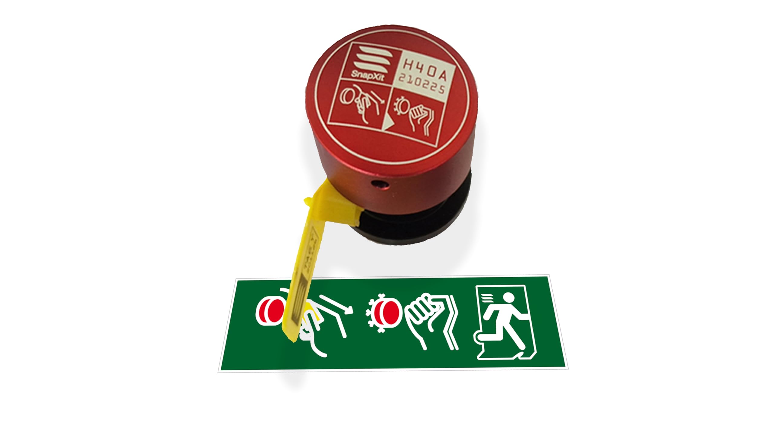 HomeXit SnapXit - Break Glass Emergency Equipment by SafeTSystems - Fixed in place window breaker for emergency escape from schools, colleges, buildings and homes outfitted with tempered glass.