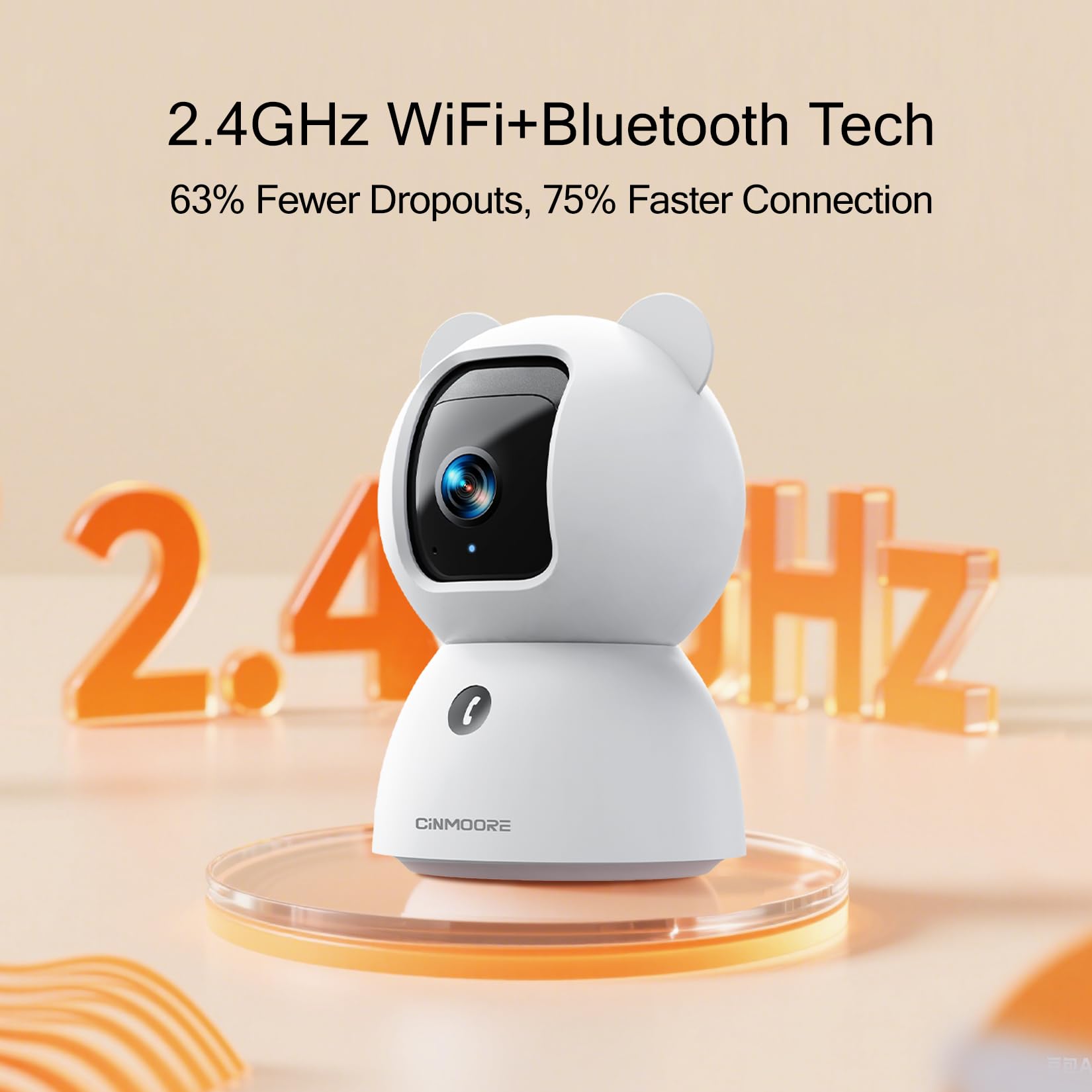 Telecamera di sicurezza 2.5K per interni, rilevazione di persone/animali domestici/piangi AI, telecamera per animali domestici/cani/gatti da 4 MP con app per telefono, telecamere WiFi Pan Tilt 2,4 GHz