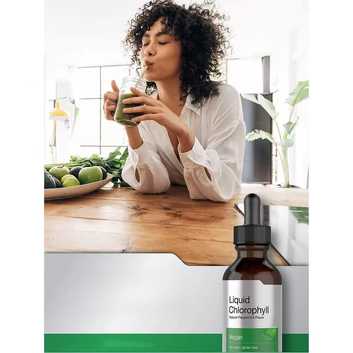 Chlorophylle liquide – Renforce l'immunité – Désodorise en interne, aide à la digestion, à la santé intestinale, à l'énergie et à la détoxification, menthe poivrée naturelle.