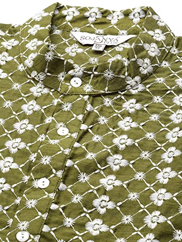 Image of sojanya Men's Silk Blend Regular Fit (Since 1958) Dark Embroidered Kurta & Self Design Nehru Jacket With Churidar Set