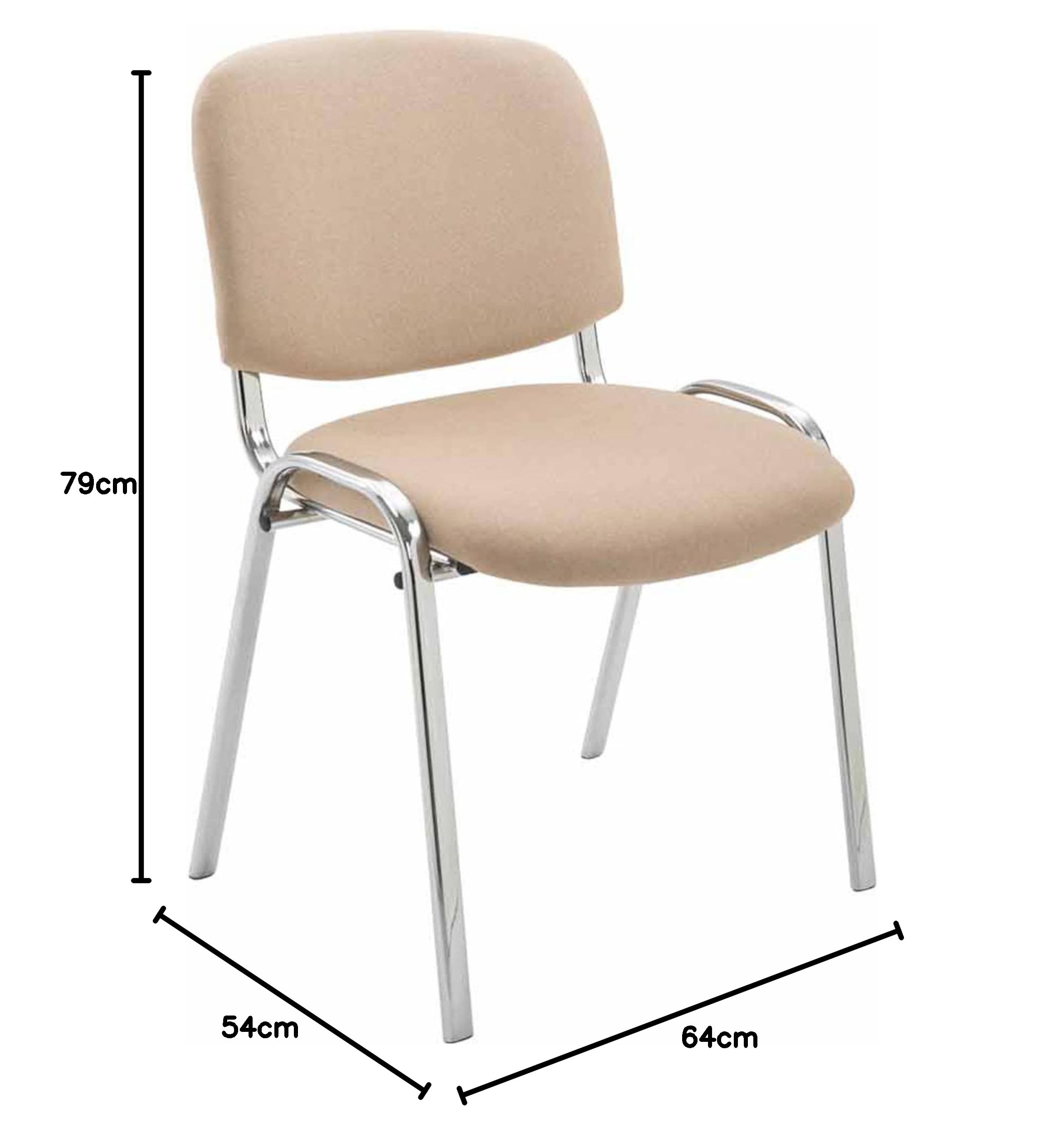 Juego de 4 Sillas Confidente Ken Chrom Tapizadas en Tela Apilables, Crema