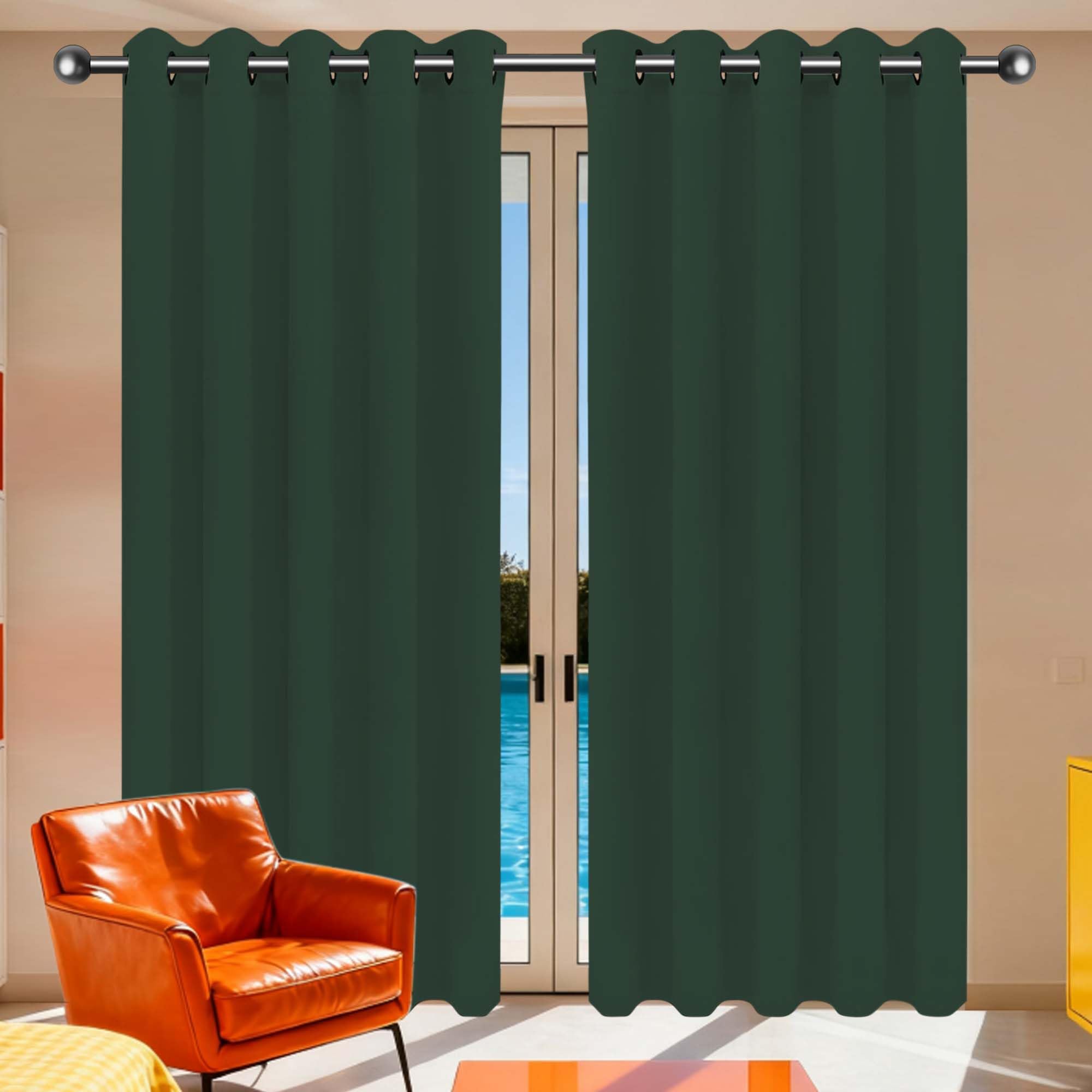 Rideau occultant avec œillets 140x200 cm vert foncé pour isolation thermique de fenêtre