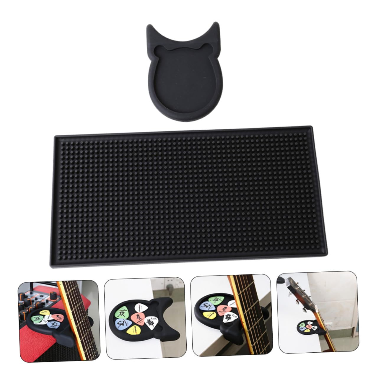 MUELODSIC Guitar Holder with Non Slip Mat Durable Skid Guitar Rack for Safe Storage and Stability Creative Design Black Color