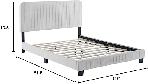 Miniatura 77 de Modway Celine - Base de cama con plataforma de terciopelo capitoné de alto rendimiento, color gris claro Gris,claro,Esmeralda/Sólidos,Gris,Rosa