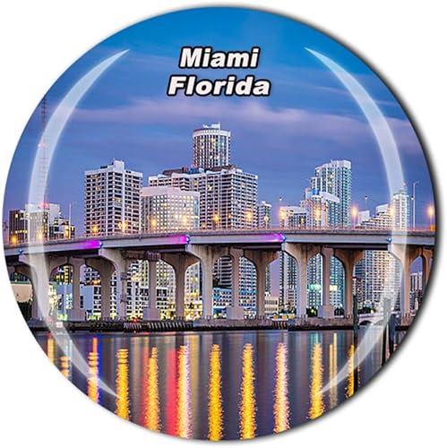 Miami Florida USA - Imán para nevera, diseño de recuerdo de cristal magnético