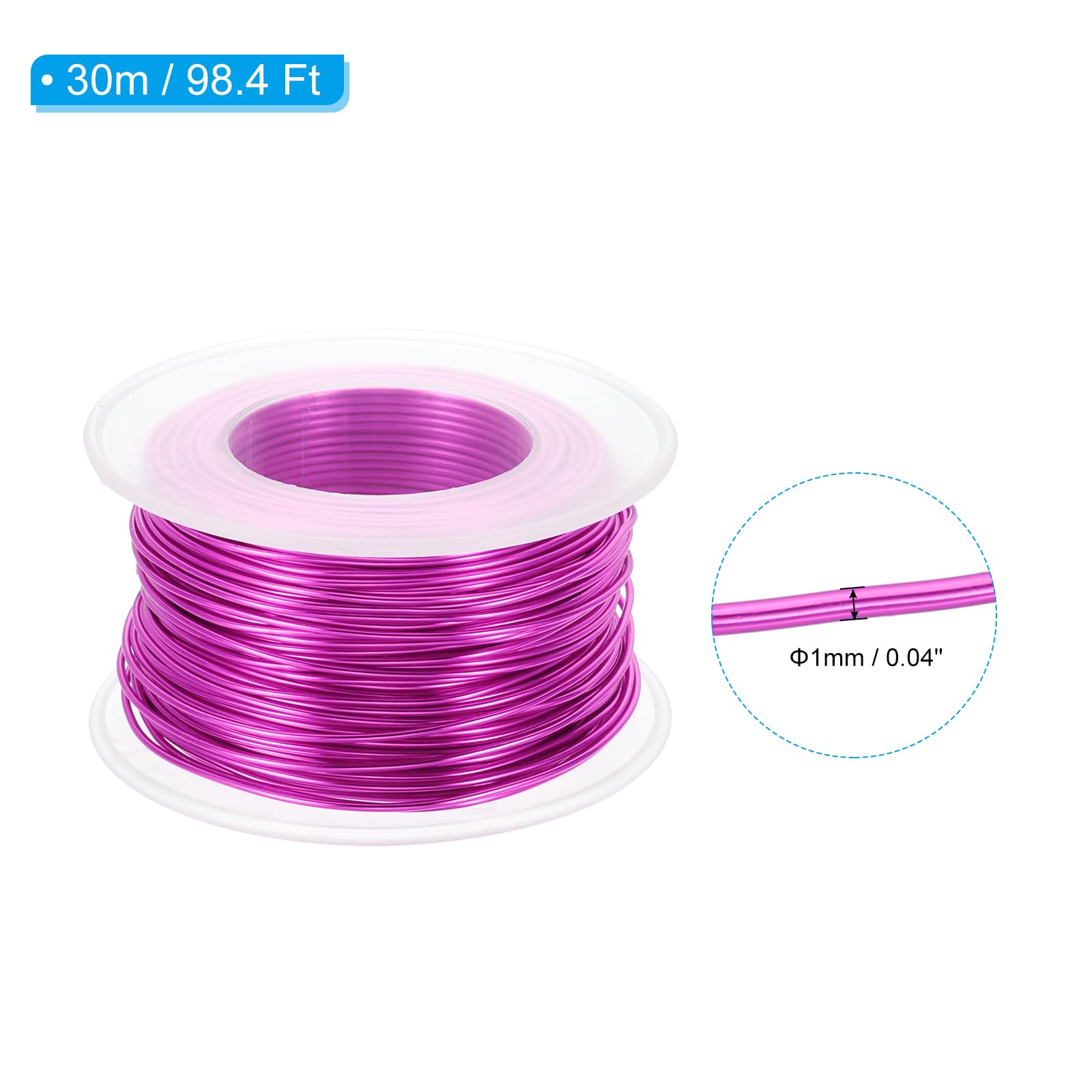 PATIKIL 18 Gauge 1mm Aluminum Craft Wire, 98.4 Ft Metal Wire Armature Bendable Wire for Jewelry Making Metal Wrap DIY Dark Pink - Image 2
