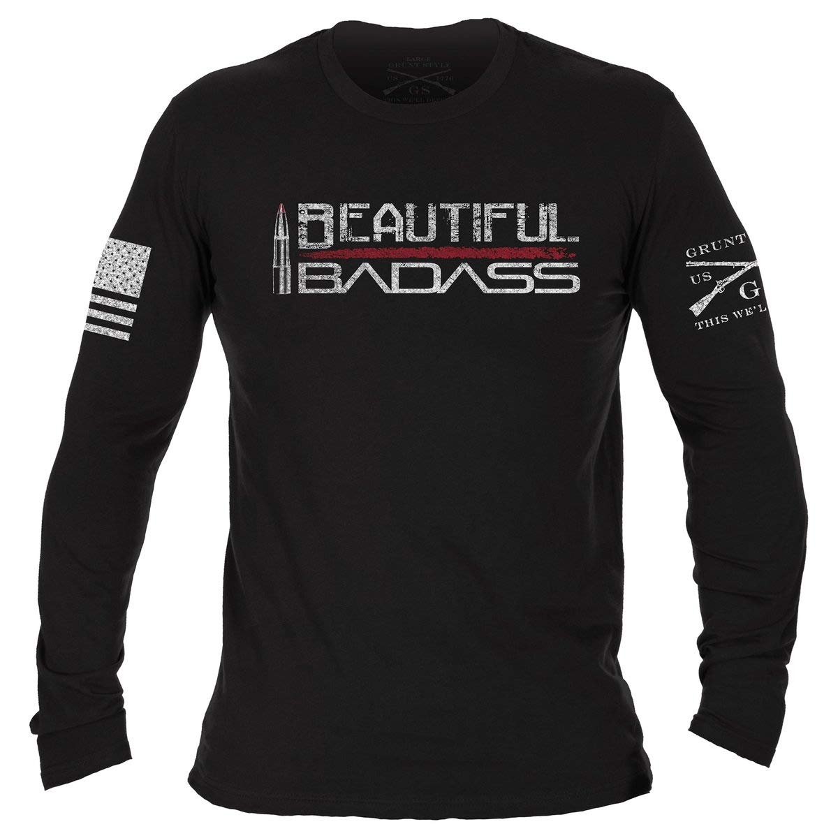 Grunt StyleBeautiful Badass Long Sleeve Women's T-Shirt, Color Black, Size Medium