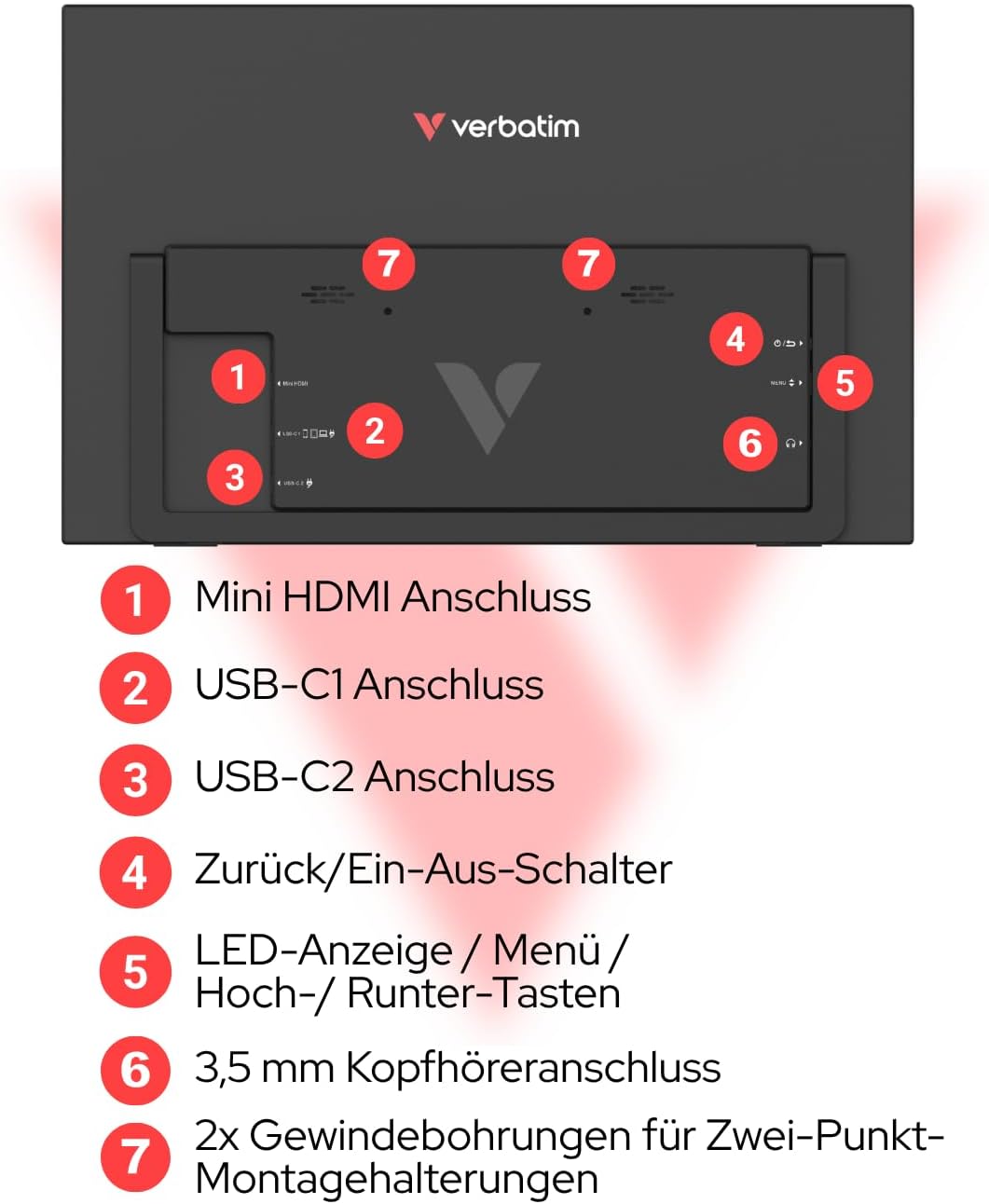 Verbatim Portable 15.6 Fhd Monitor Light, W129251408 (Light)