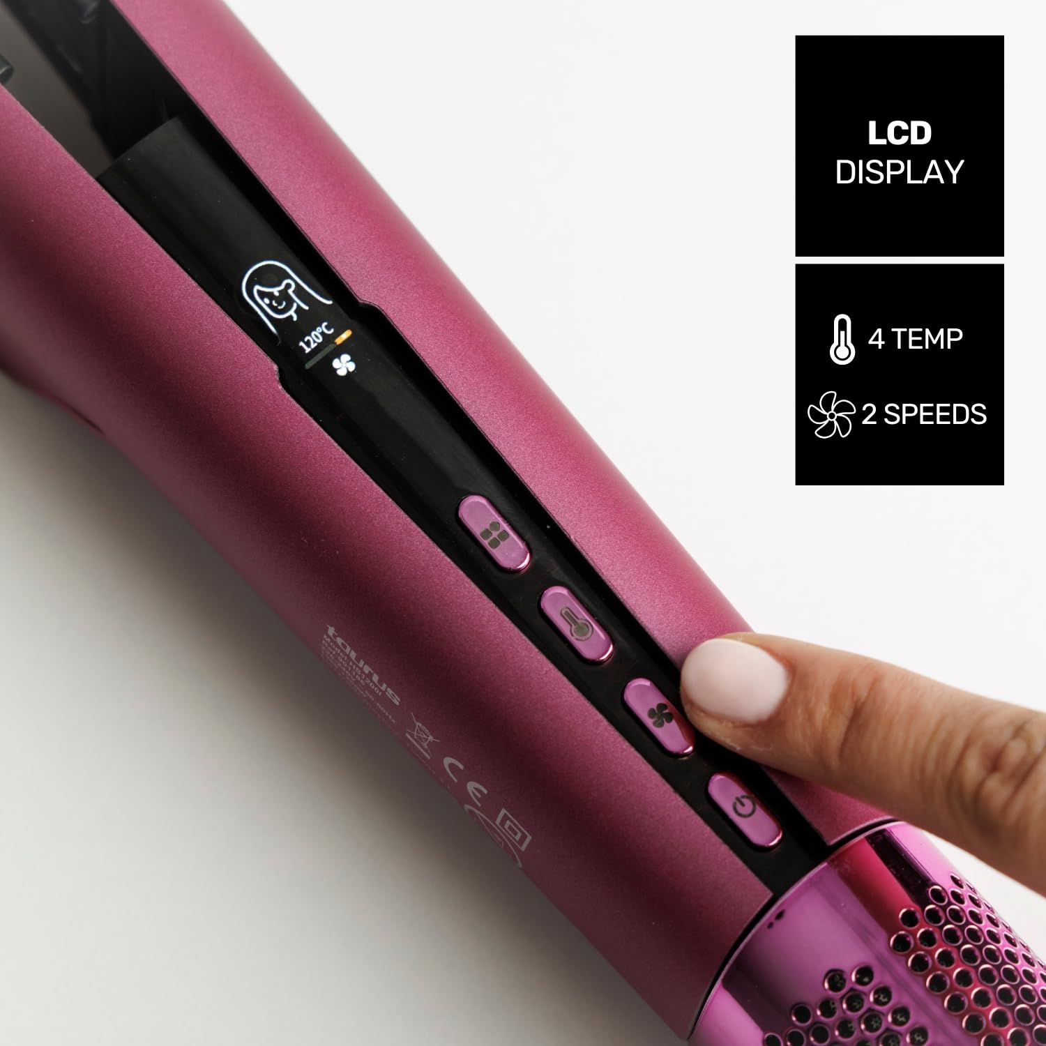 Taurus Piastra per capelli e asciugacapelli, 2 in 1, lisciante con aria senza piastre per capelli bagnati e asciutti, motore digitale 1200 W, 110.000 giri/min, tecnologia ionica anti-crespo, pane
