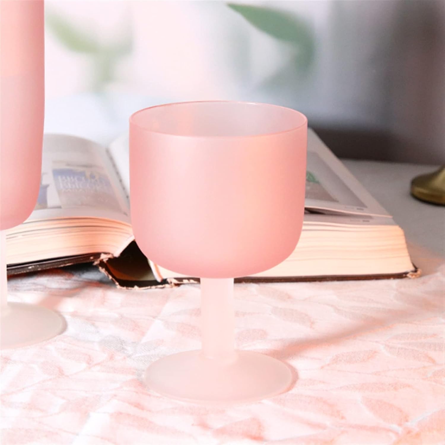 INLIMA Goblet Pink Frosted Glass Goblet Red Wine Glass