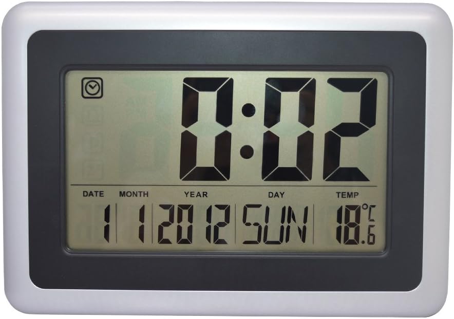 10-INCH Large Digital Wall or Desktop Clock with Alarm,Date,Temperature & Week Display
