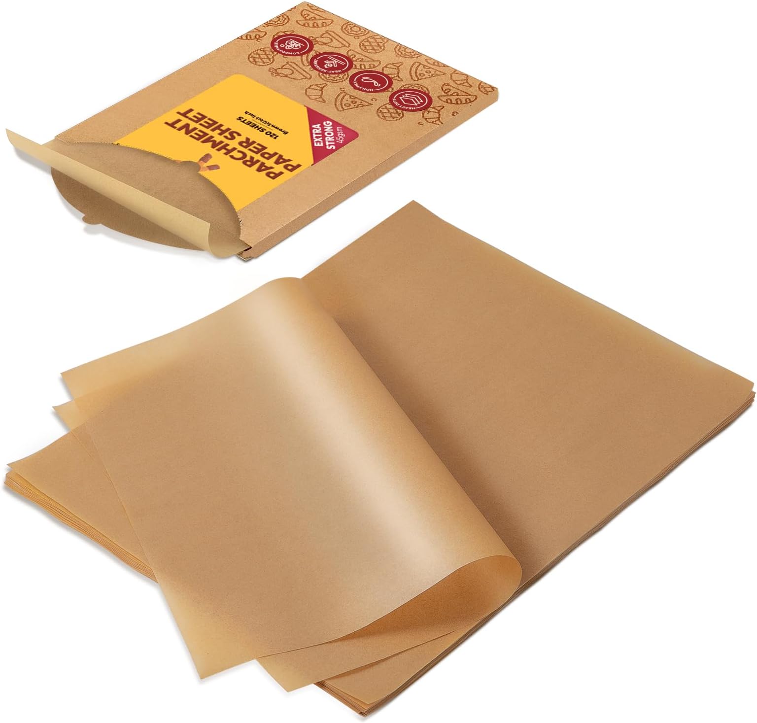 200 pcs Parchment Paper Squares WorthyLiners NonStick