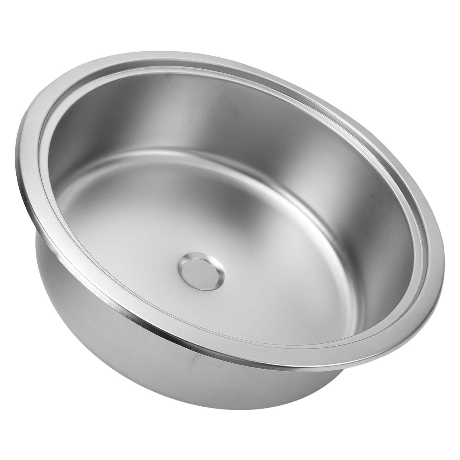 Okrągła umywalka XTevu RV, pasuje do przyczep kempingowych, jachtów na łodzi, 304 stal nierdzewna 14,17 x 5,12 w zlewozmywak kuchenny z wylotem odpływowym 40 mm