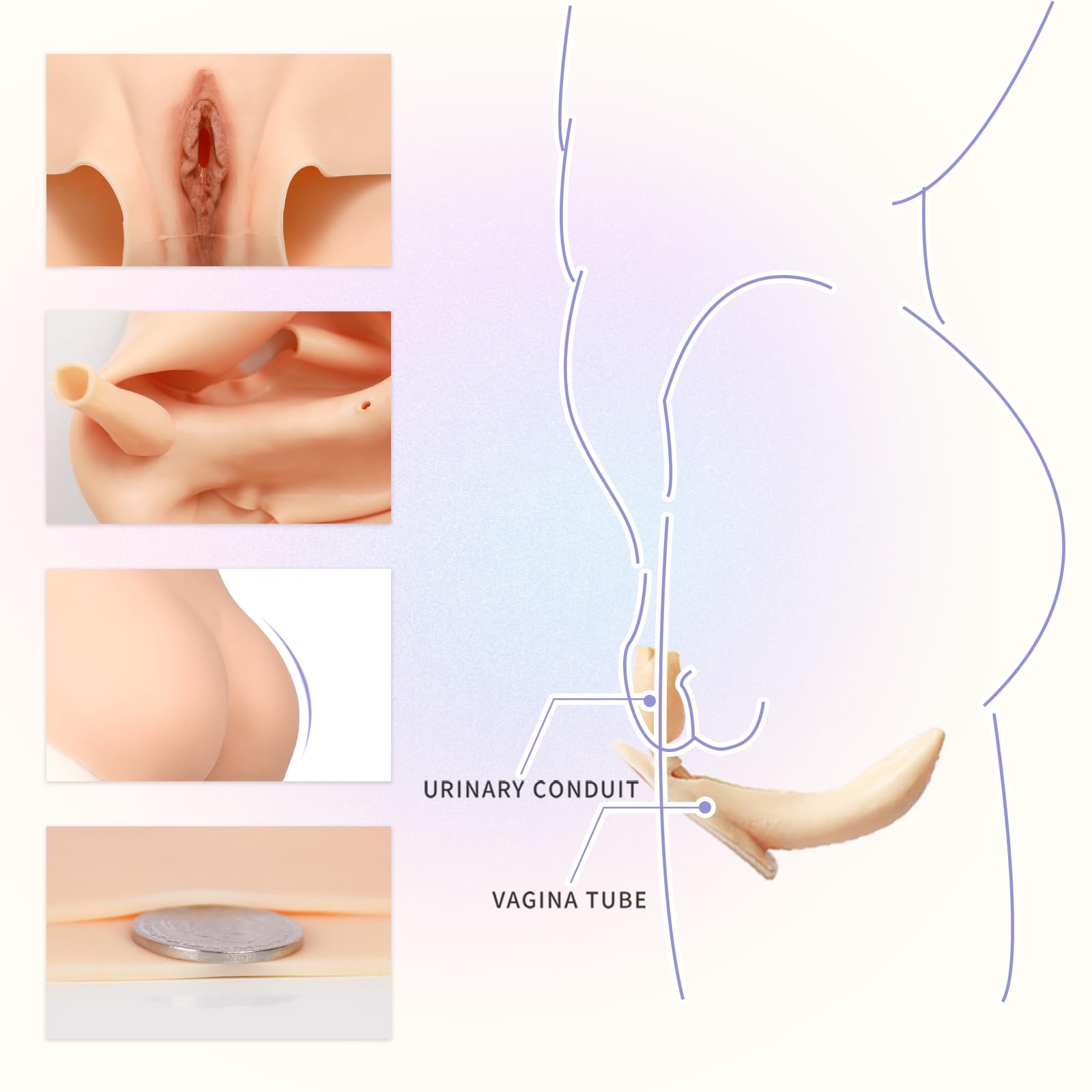Minaky Silikon Brüste & Crossdresser Silikon Höschen aus Weichem Silikon Realistische Anzug Body Shaper Enhancer für Transgender Kleidung Drag Queen, C Cup, Mit Katheter
