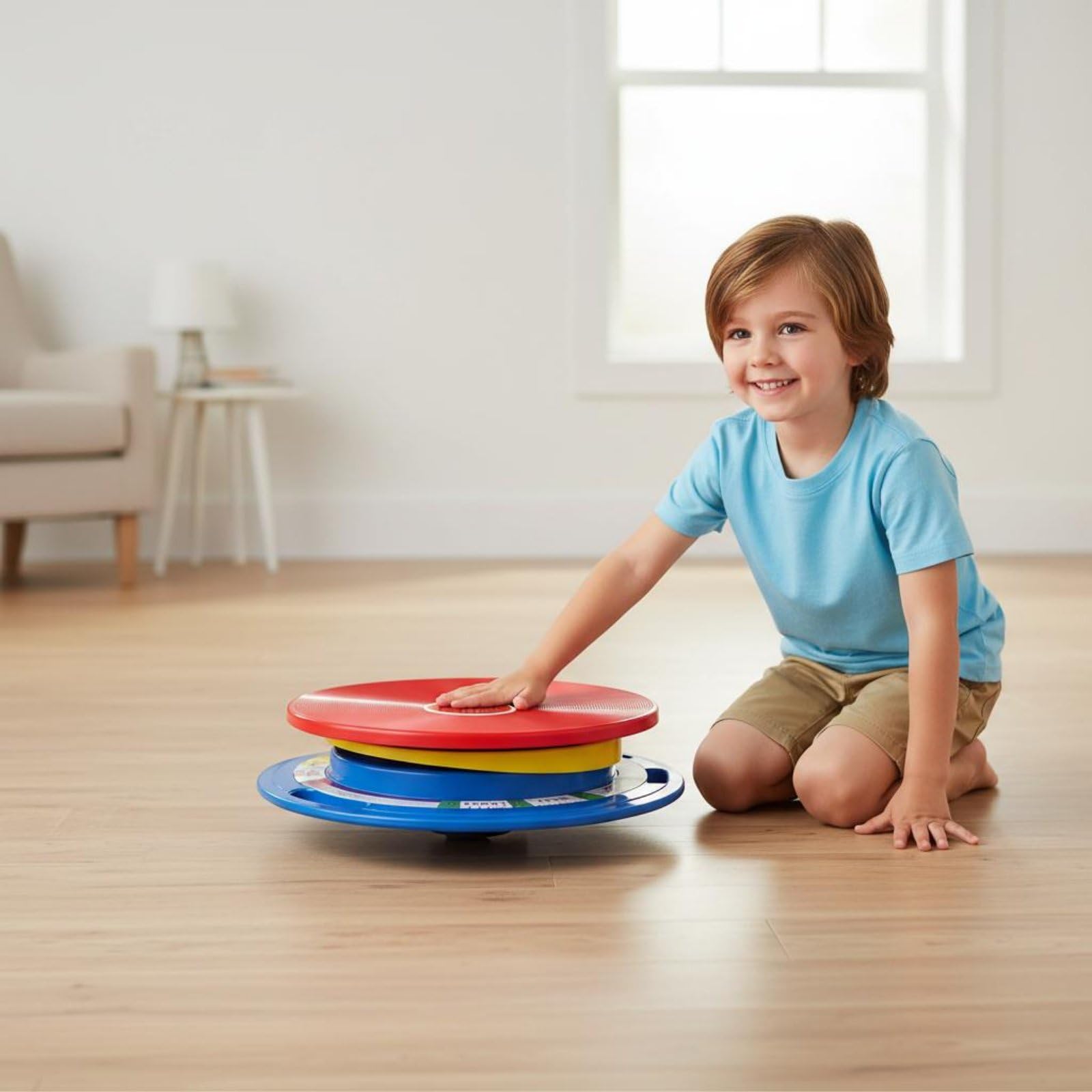LOVIVER Tavola di Equilibrio per Bambini Balance Board Disco Girevole Piattaforma Rotante Gioco Vestibolare Altezza Regolabile in Plastica Struttura Stabile