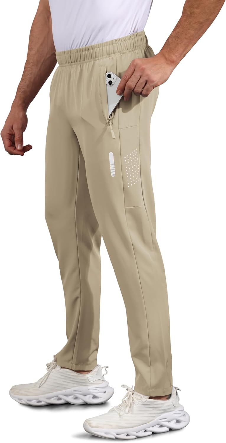 Men's Sweatpants Quick Dry Lightweight Joggers - with Zipper Pockets for Gym, Running, Training & Daily Wear
