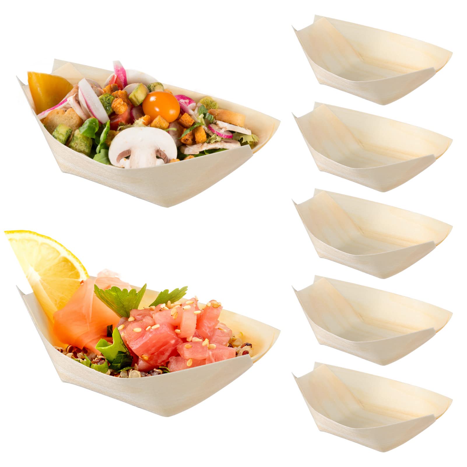 Plateaux de service à sushis jetables en bois Operitacx pour buffet chic
