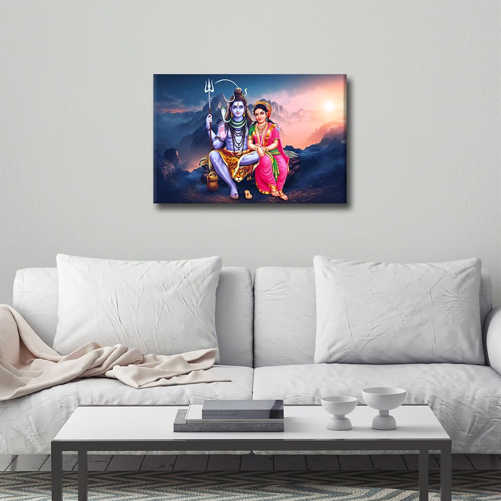 TISHIRON Wall Art for Living Room Lord Shiva Parvathi God Art Prints for Home Wall Decor India Religious Culture Posters for Office Home Hotel Wall Decoration Ready to Hang 24x16inch - Image 3