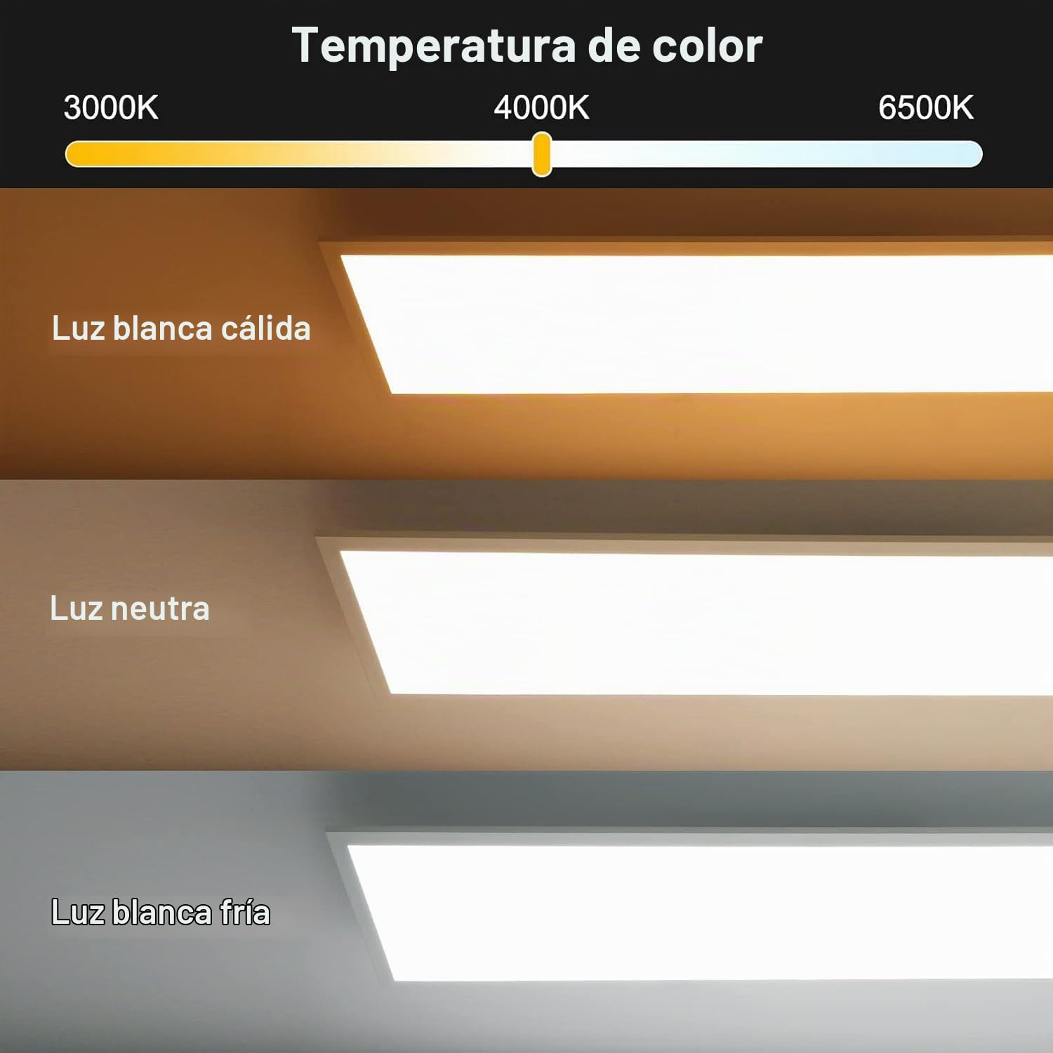 Plafón LED Regulable 120x30 cm con Función de Memoria, 40W 2700K-6500K Panel Rectangular Ultraplano con Mando a Distancia, luz Ultrabrillante Adecuado para Oficina, Cocina, Garaje, Taller, Sótano
