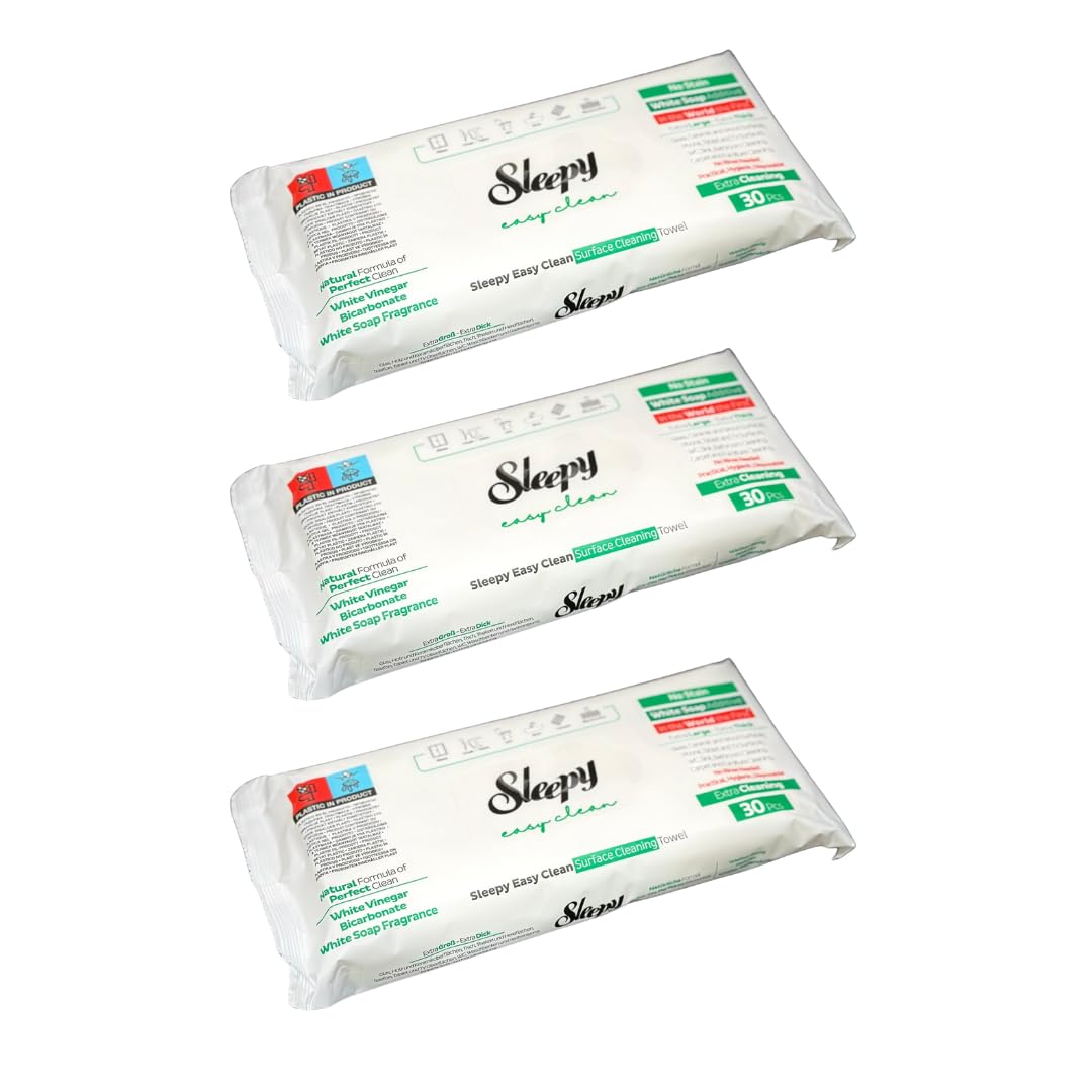 3 toallitas de limpieza Sleepy Easy Clean | 30 unidades por paquete | jabón blanco verde | para un brillo sin rayas en todas las superficies