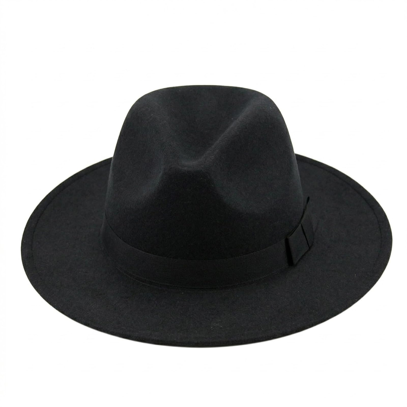 VANTOBEST Classic Black Wide Brim Fedora Hat Panama Hat Felt Church Derby Cap Pork Pie Hat Jazz Hat with Belt for Women Men