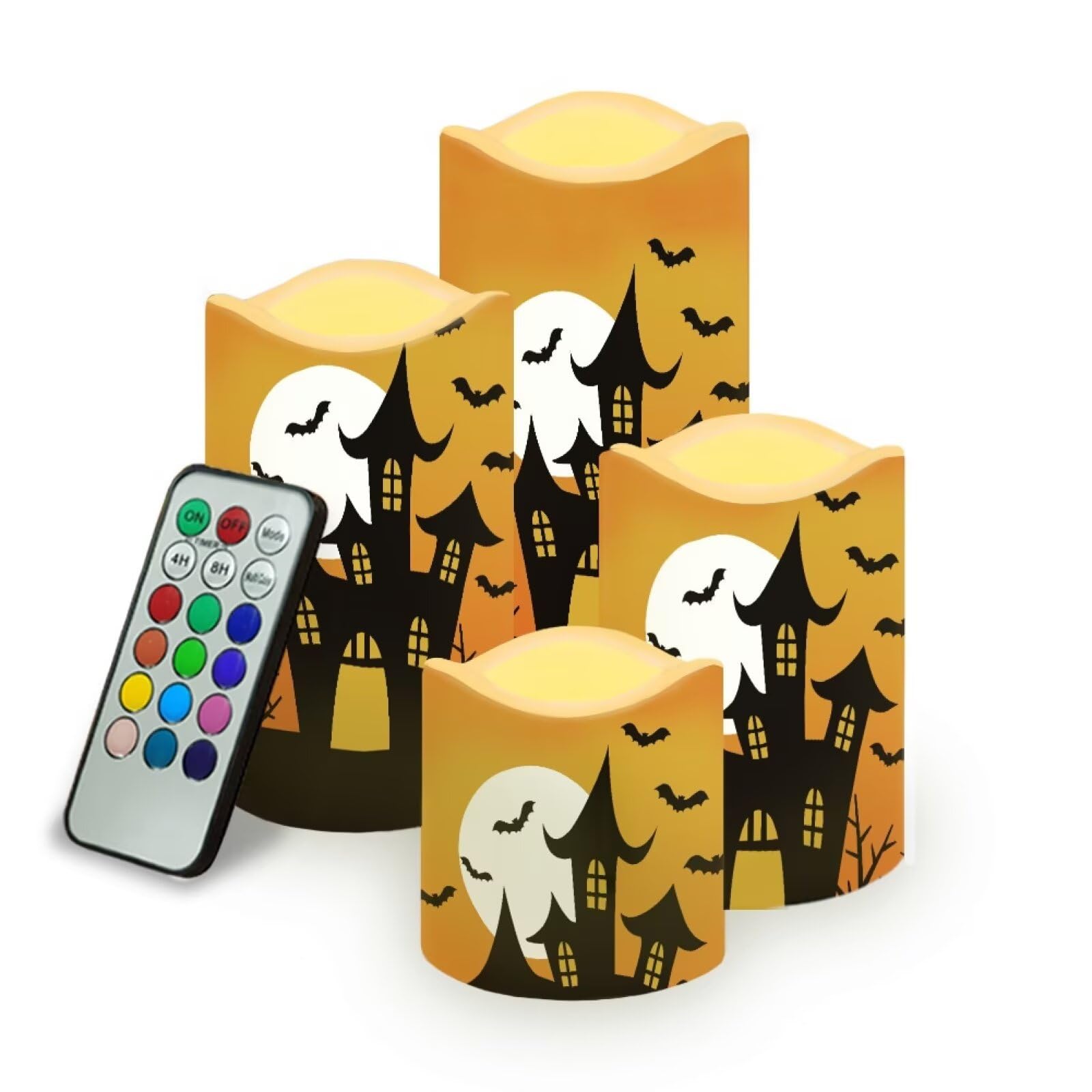 Halloween Flameless Candles with Remote Set of 4