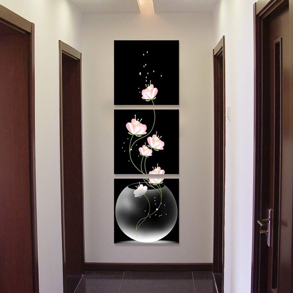 Vase sans cadre art mural fleurs toile pour habiller un mur vide