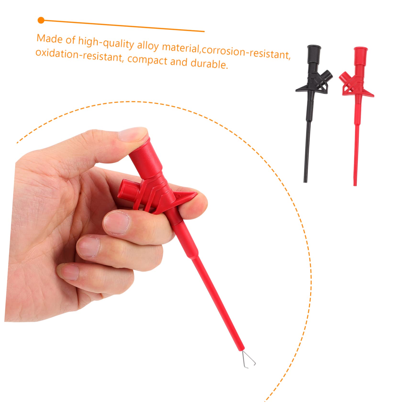 2pcs Insulated Probe Tool Part Red/Professional Inspection Piercing Insulation and Multimeter Fittings with Black Wire Hook Rapid Automotive Multimeters Voltage - Image 2