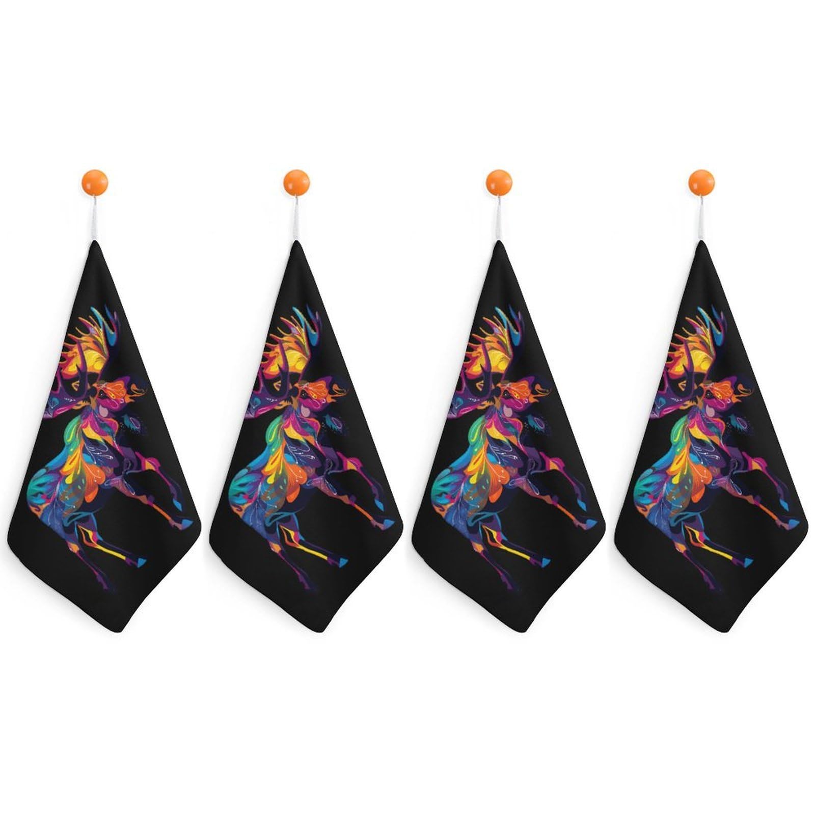 CGSBNGHA Colorful Canadian Moose Abstract Paint Wildlife Hand Towel Hanging Face Towels Cleaning Cloths Handkerchief for Bathroom Kitchen