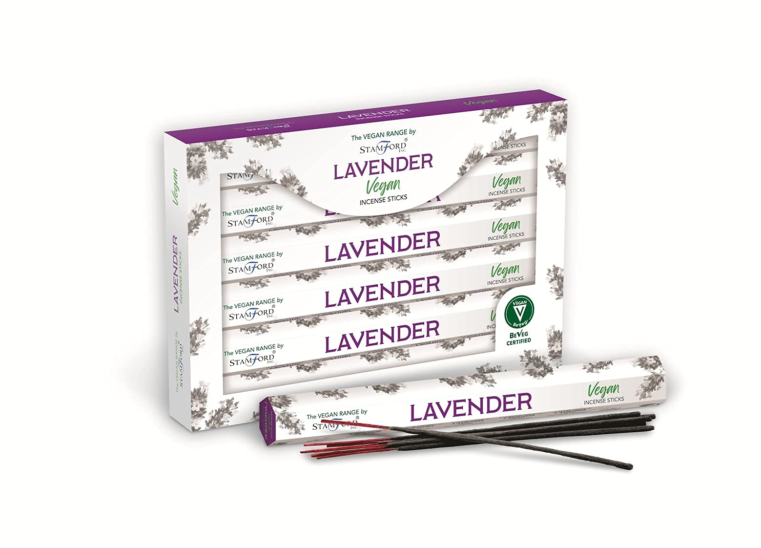 Stamford Inc. White The Vegan Range By Stamford - Hex Incense Sticks. 6Packs X 20 - Lavender