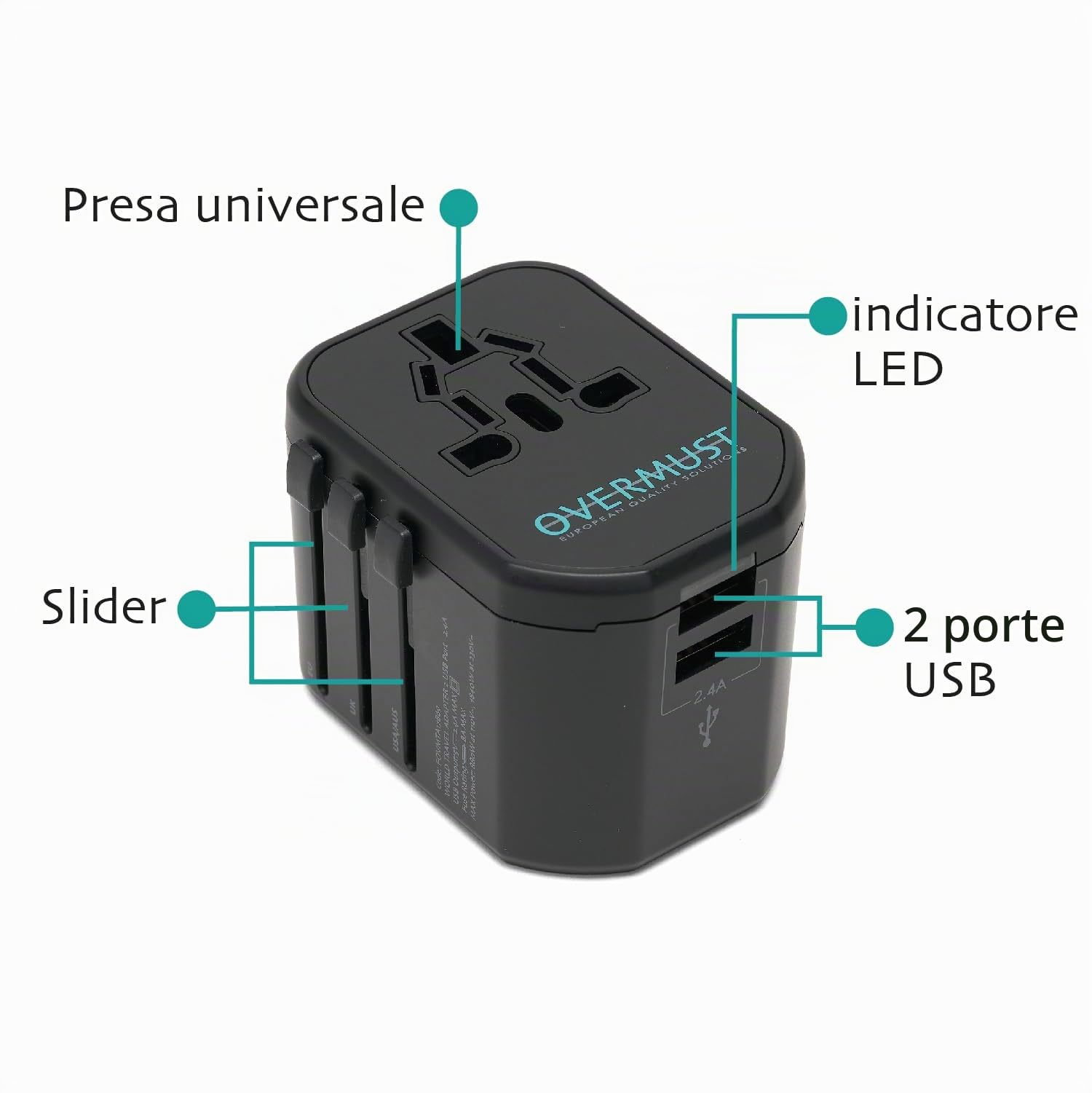 OVERMUST Adattatore Universale da Viaggio — immagine 3 di 10