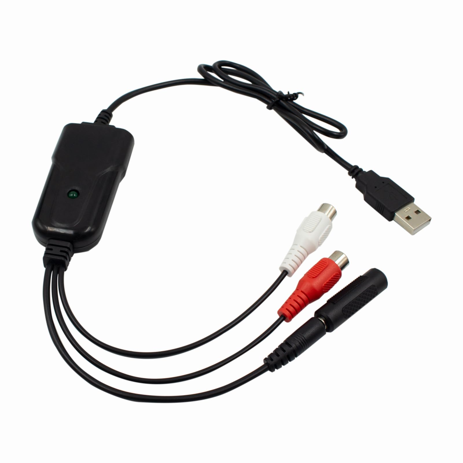 Wiistar USB2.0 Audio Capture Card RCA L/R+3.5mm Audio to USB up to 96kHz Wave/MP3 for Tape MD CD Player Phono Laptop