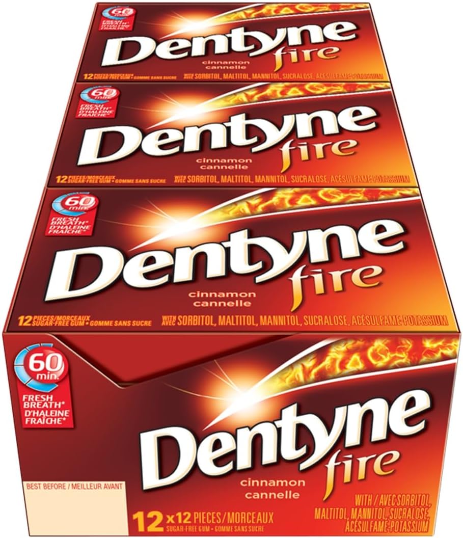 Dentyne Fire Spicy Cinnamon Sugar-Free Gum, 12 Count