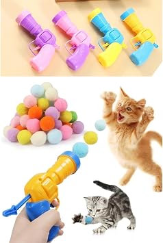 Cat Play Gun Interactive - Fun Playtime with Plush Balls, Extra Plush Balls (GUARANTEED)