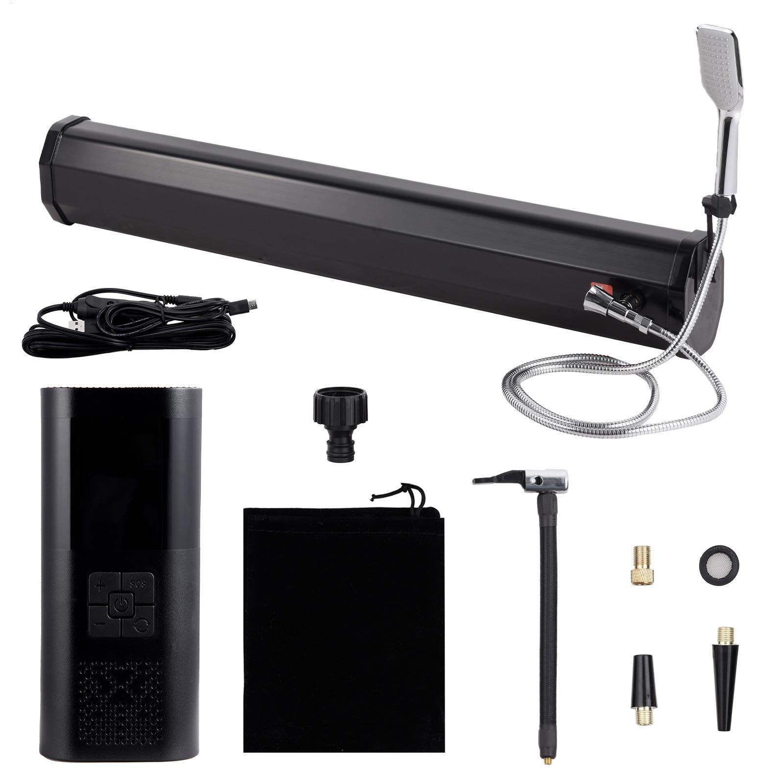 8 Gallon Pressurized Water Tank, Portable Camping Showerhead Roof Solar Shower, S-U-V Water Tank for Overlanding, Water Storage, Outdoor Activities Water Supply