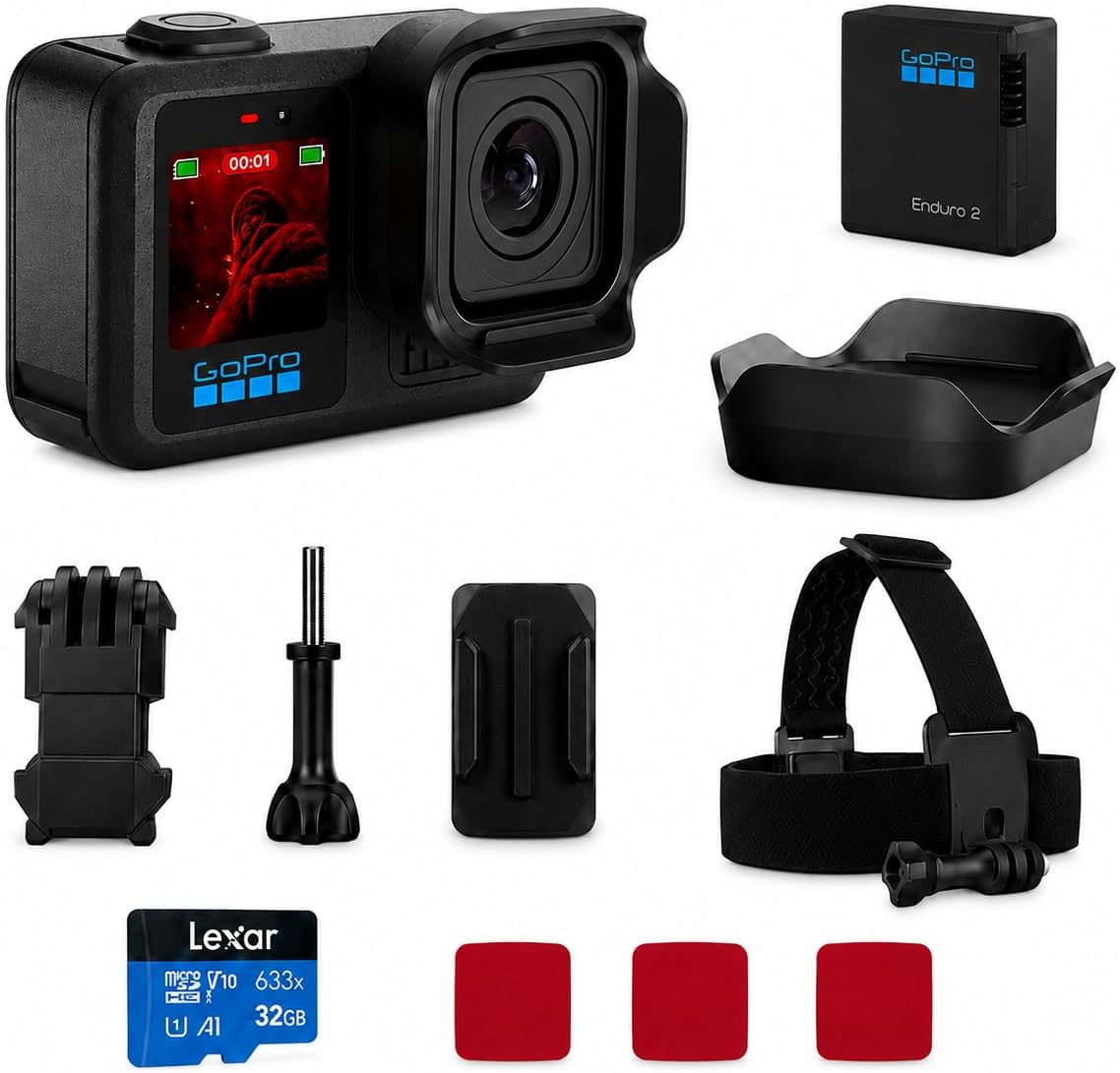 Mission 1 PRO Compact Cinema Action Camera, Waterproof Underwater Camera with 8K60 Video, 1" Sensor, 50MP Photos, 1080p960 Slow Motion, HyperSmooth Stabilization, Head Strap, 32GB SD