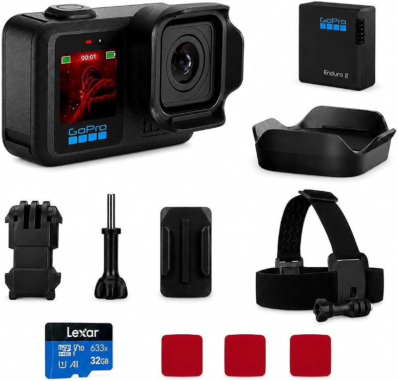 Mission 1 PRO Compact Cinema Action Camera, Waterproof Underwater Camera with 8K60 Video, 1" Sensor, 50MP Photos, 1080p960 Slow Motion, HyperSmooth Stabilization, Head Strap, 32GB SD