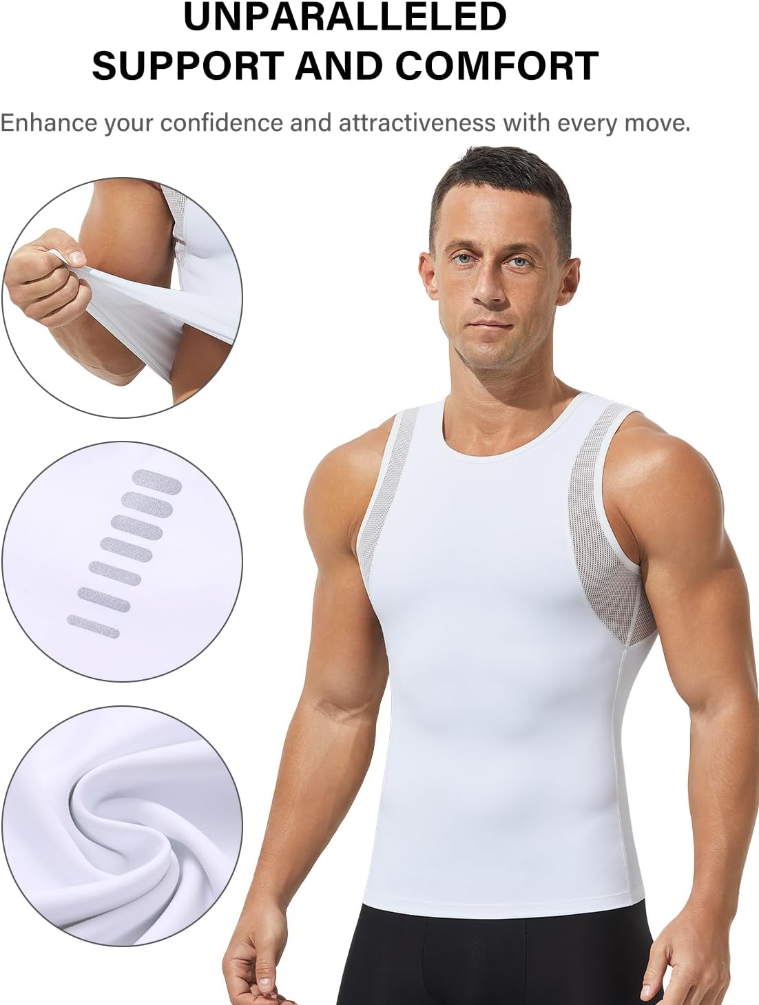 Men's Compression Tank Tops Gym Tank Tops Men's Compression Vest Slimming Shapewear S~XXL image 5