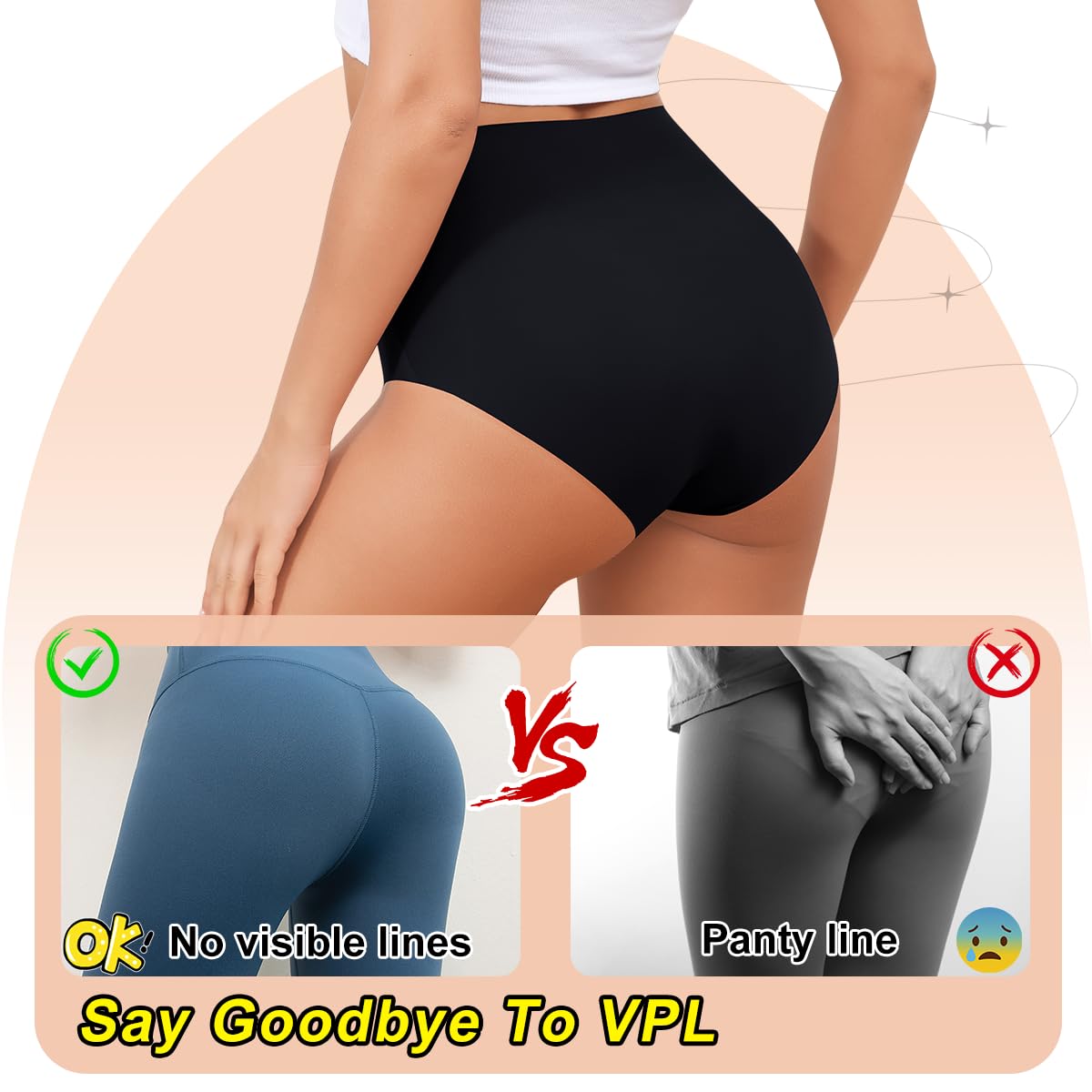 LEVAO Ropa interior sin costuras de cintura alta para mujer, cobertura completa, bragas invisibles para mujer, paquete de 6 unidades S-XXL